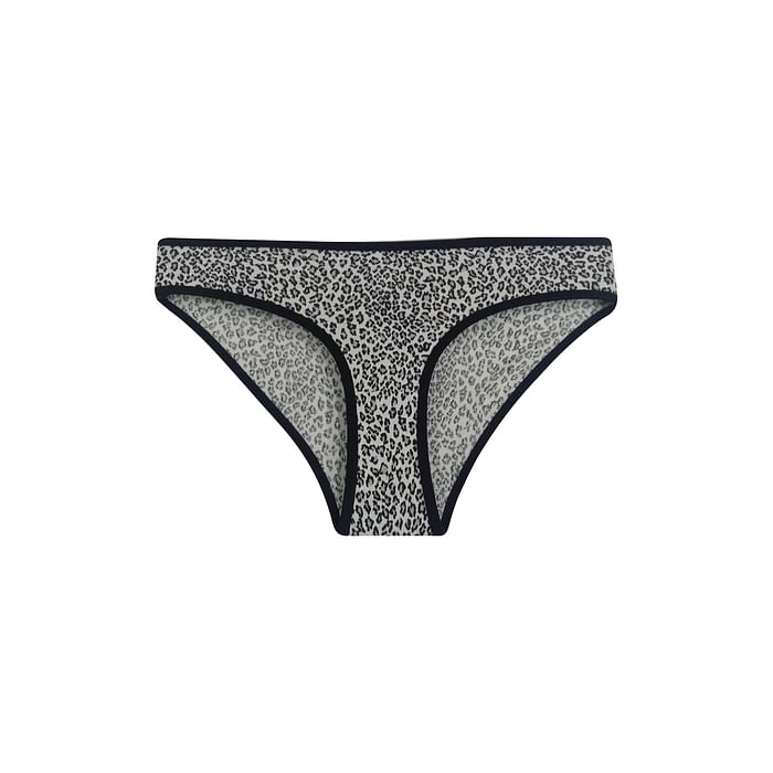 

Clovia Mid Waist Animal Print Bikini Panty in White - Cotton - PN3467U13, Black