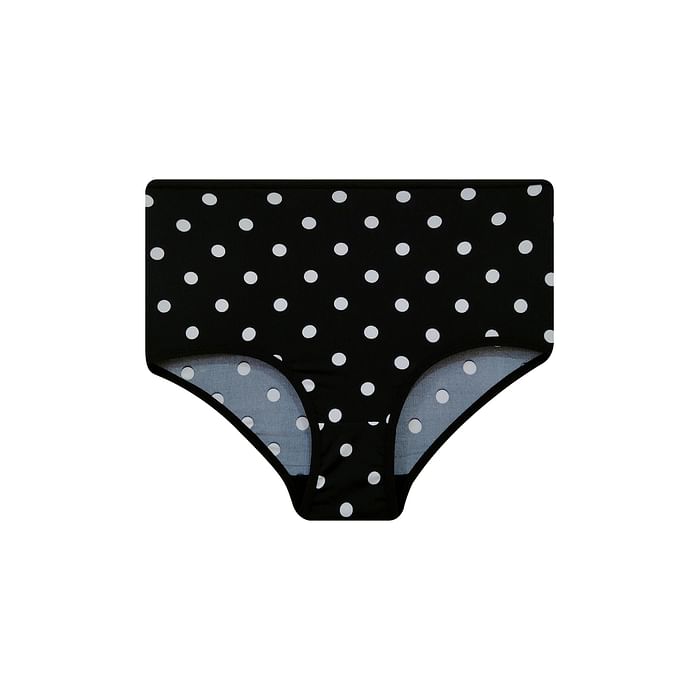 

Clovia High Waist Polka Dot Print Hipster Panty in Black - PN3498D13