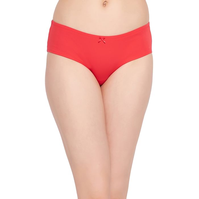 

Clovia Mid Waist Hipster Panty in Red with Inner Elastic - Cotton - PN3505P04