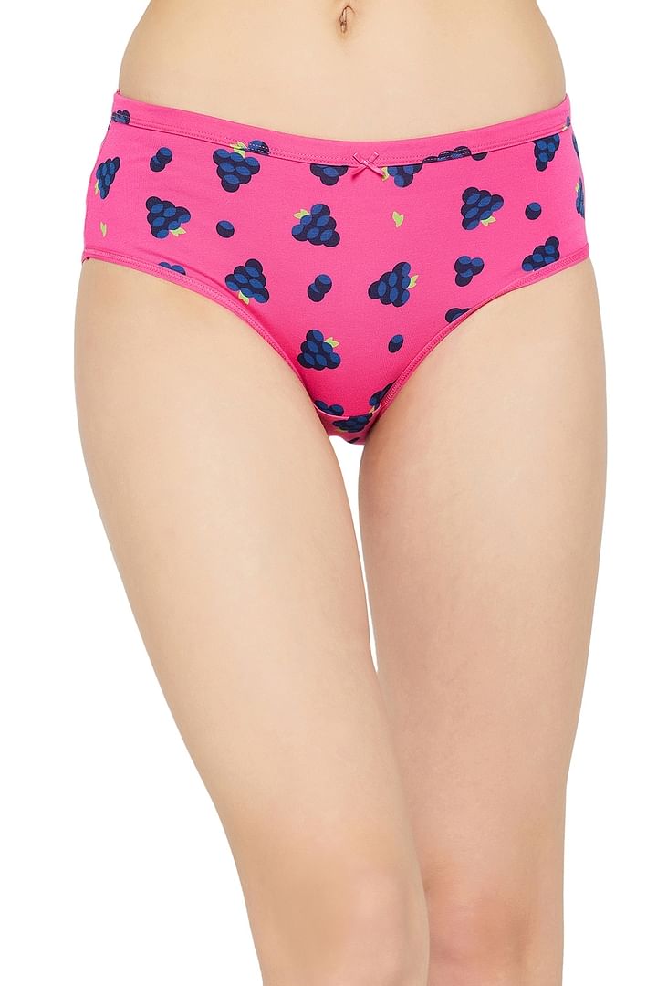 Buy Clovia Mid Waist Halloween Print Hipster Panty in Cotton Pink online