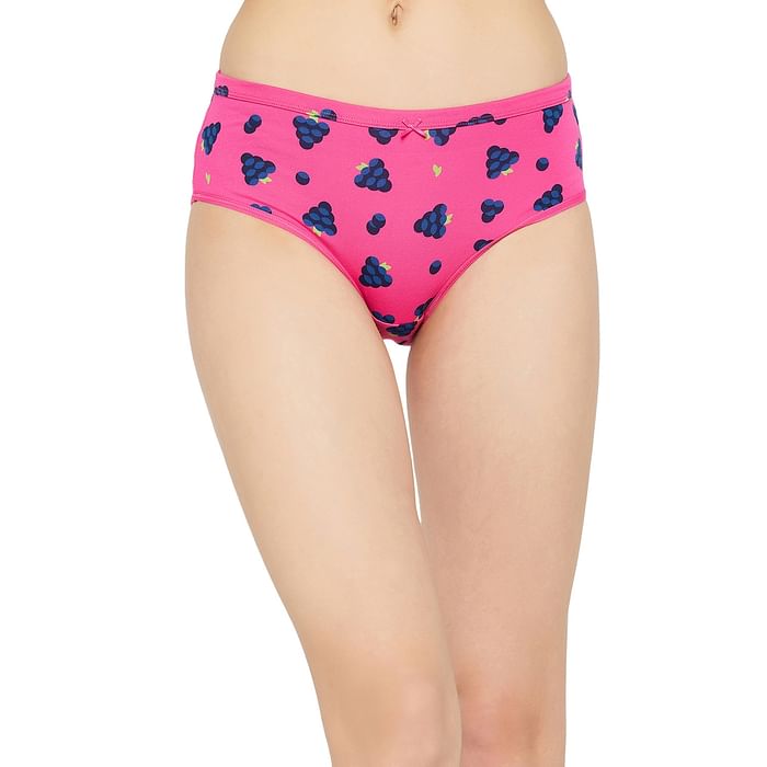 

Clovia Mid Waist Fruit Print Hipster Panty in Hot Pink - Cotton - PN3515A22, Light pink