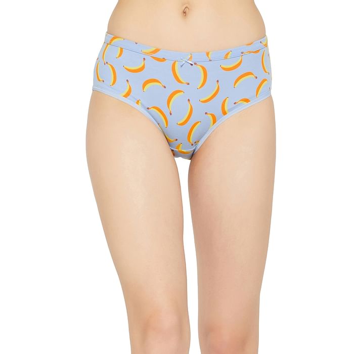 

Clovia Mid Waist Fruit Print Hipster Panty in Powder Blue - Cotton - PN3515P03, Light blue