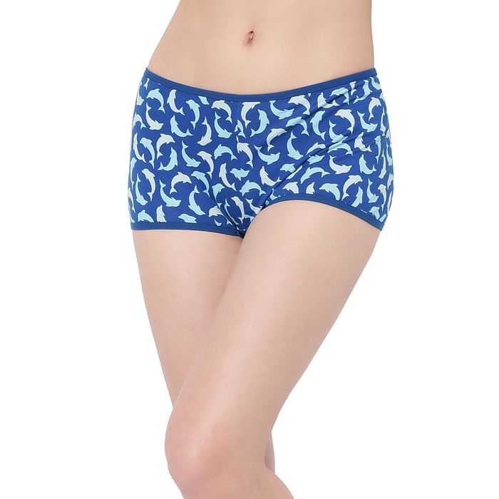 

Clovia Mid Waist Dolphin Print Boyshorts in Navy - Cotton - PN3517B08