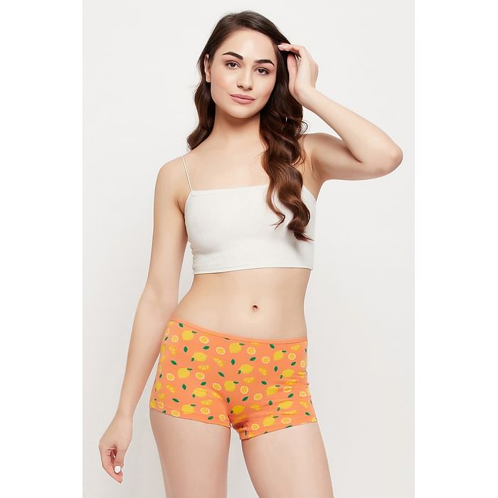 

Clovia Mid Waist Fruit Print Boyshorts in Orange - Cotton - PN3522A16