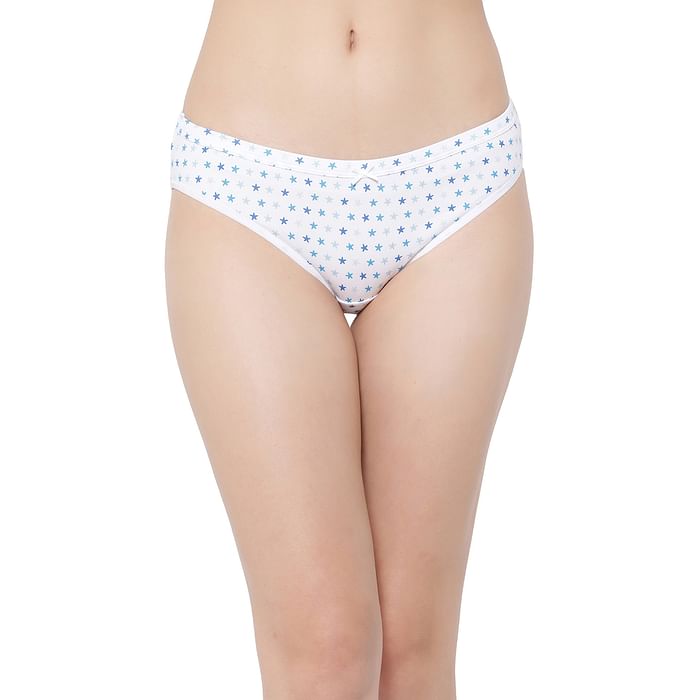 

Clovia Low Waist Star Print Bikini Panty in White - Cotton - PN3529A18