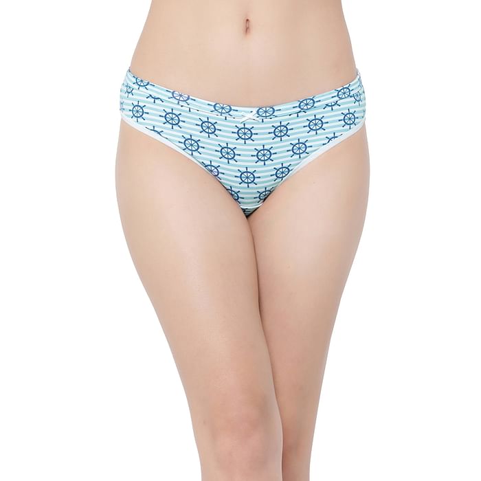 

Clovia Low Waist Sailor Print Bikini Panty in Sky Blue - Cotton - PN3529P03, Light blue