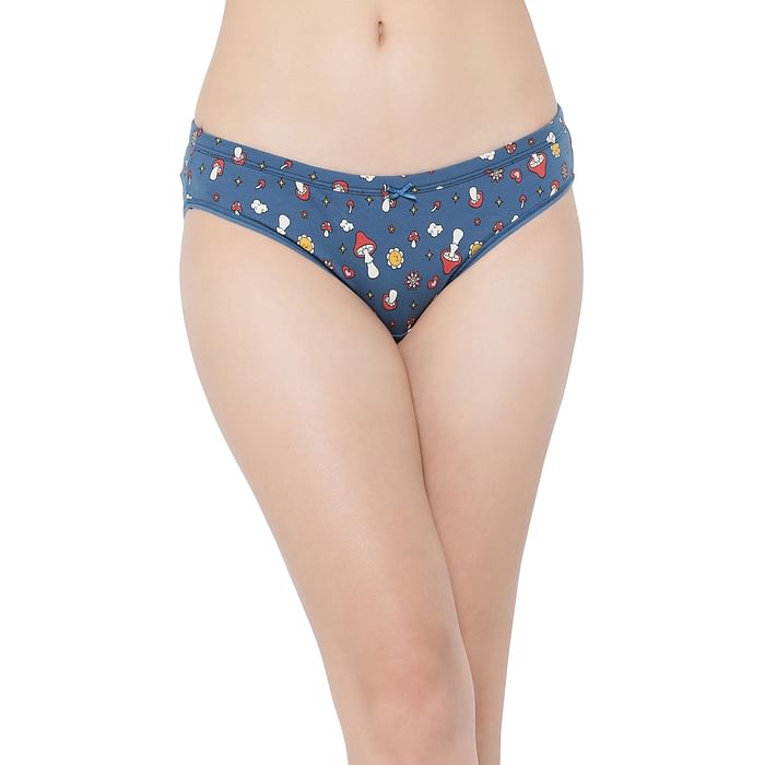 

Clovia Low Waist Printed Bikini Panty in Blue - Cotton - PN3529P08, Navy