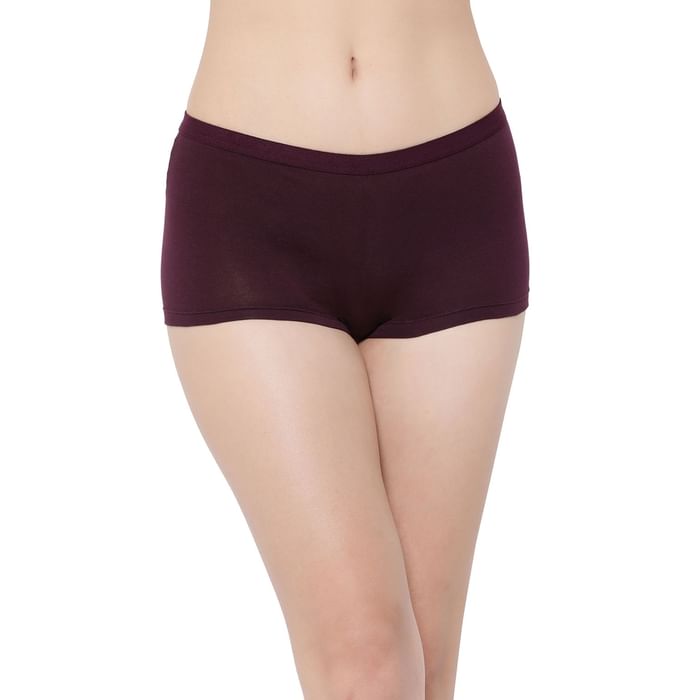 

Clovia Mid Waist Boyshorts in Plum Colour - Cotton - PN3535A15, Purple