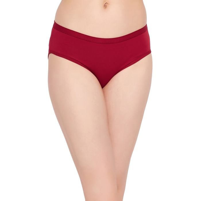 

Clovia Mid Waist Hipster Panty in Maroon - Cotton - PN3537A09