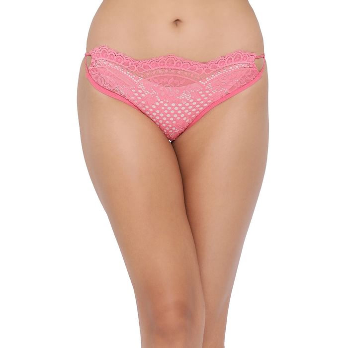 

Clovia Low Waist Bikini Panty in Pink - Lace - PN5101X22, Light pink