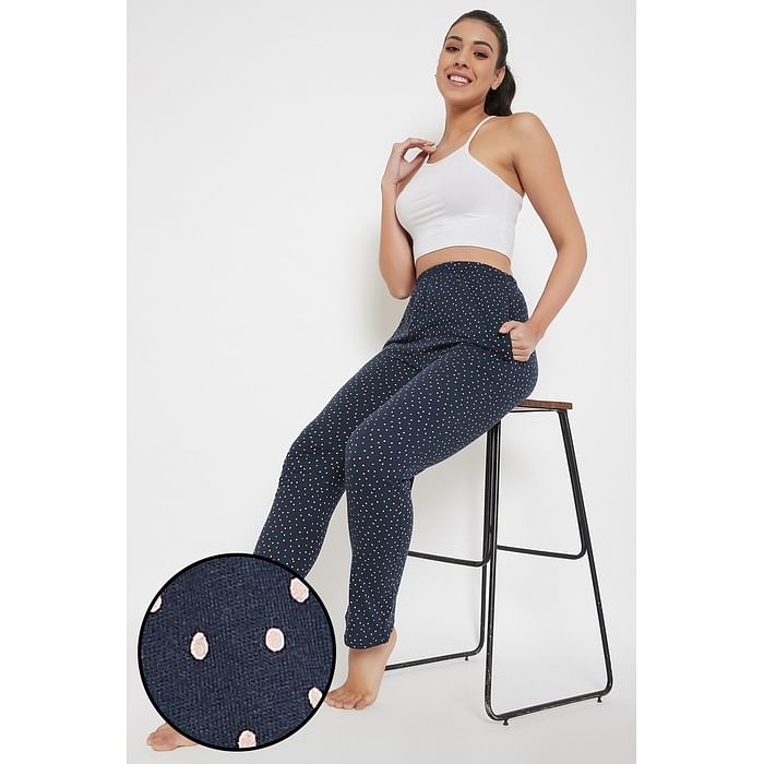 

Clovia Polka Print Pyjama in Navy - Cotton Rich - LB0167E08