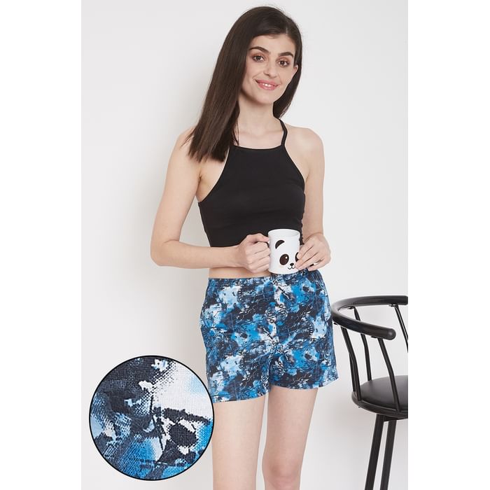 

Clovia Print Me Pretty Boxer Shorts in Blue - Cotton Rich - LB0174M08, Navy