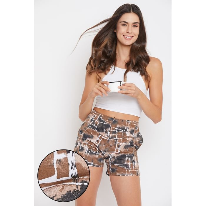 

Clovia Print Me Pretty Boxer Shorts in Brown - Cotton Rich - LB0174E06