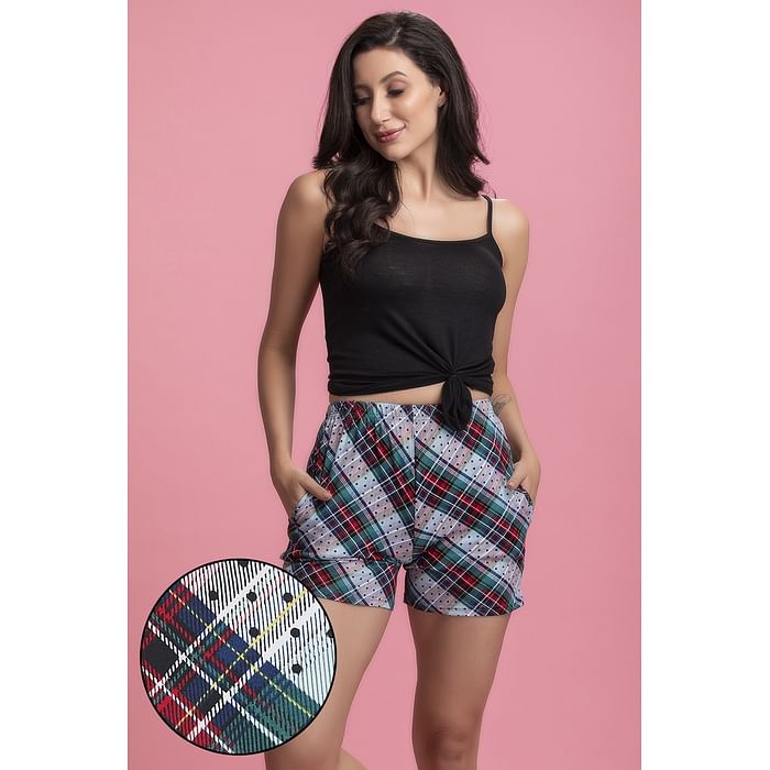 

Clovia Print Me Pretty Boxer Shorts in Multicolour- Cotton Rich - LB0174H19
