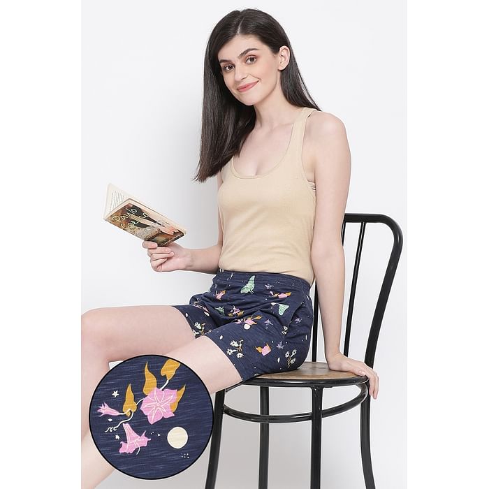 

Clovia Print Me Pretty Boxer Shorts in Navy-Cotton Rich - LB0174K08