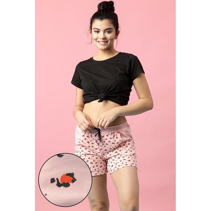 

Clovia Print Me Pretty Boxer Shorts in Peach - Cotton Rich - LB0174P34, Teal