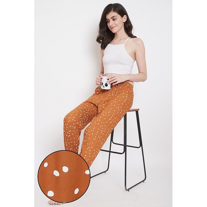 

Clovia Print Me Pretty Jogger Style Pants in Brown - Rayon - LB0180A06