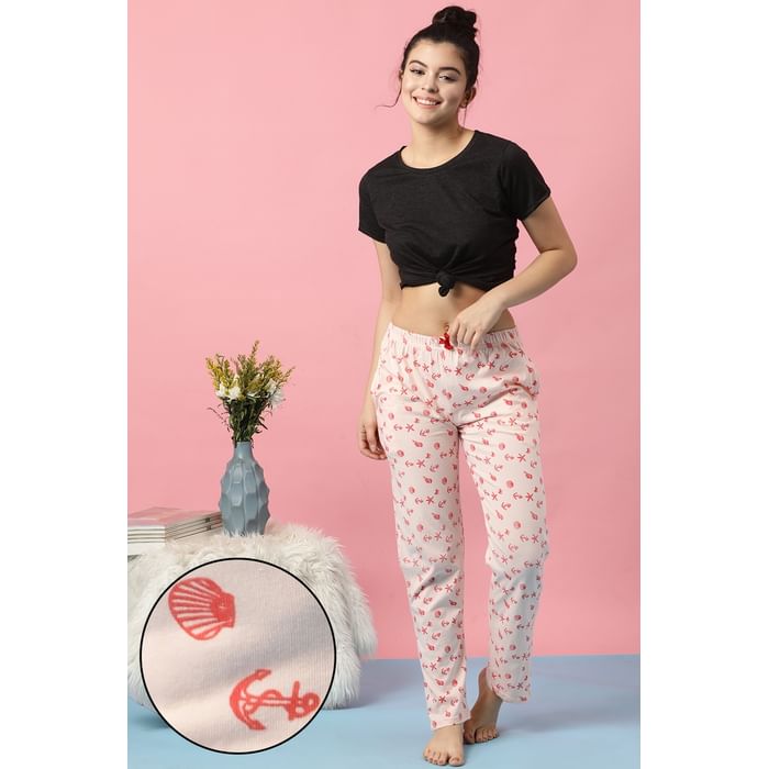 

Clovia Print Me Pretty Pyjama in Beige- Cotton Rich - LB0176P34, Teal