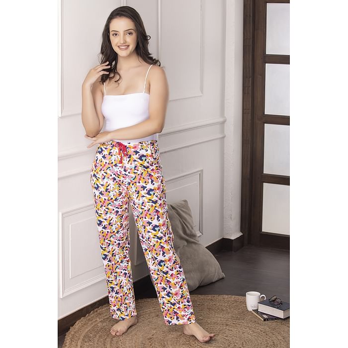 

Clovia Print Me Pretty Pyjama in Multicolour - 100% Cotton - LB0209P19