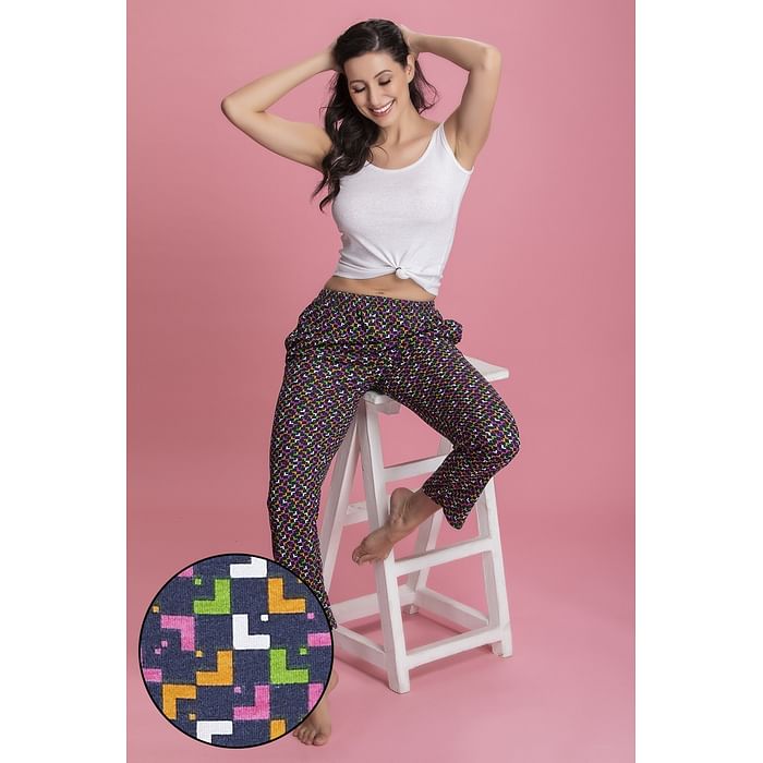 

Clovia Print Me Pretty Pyjama in Multicolour - Cotton Rich - LB0176A19