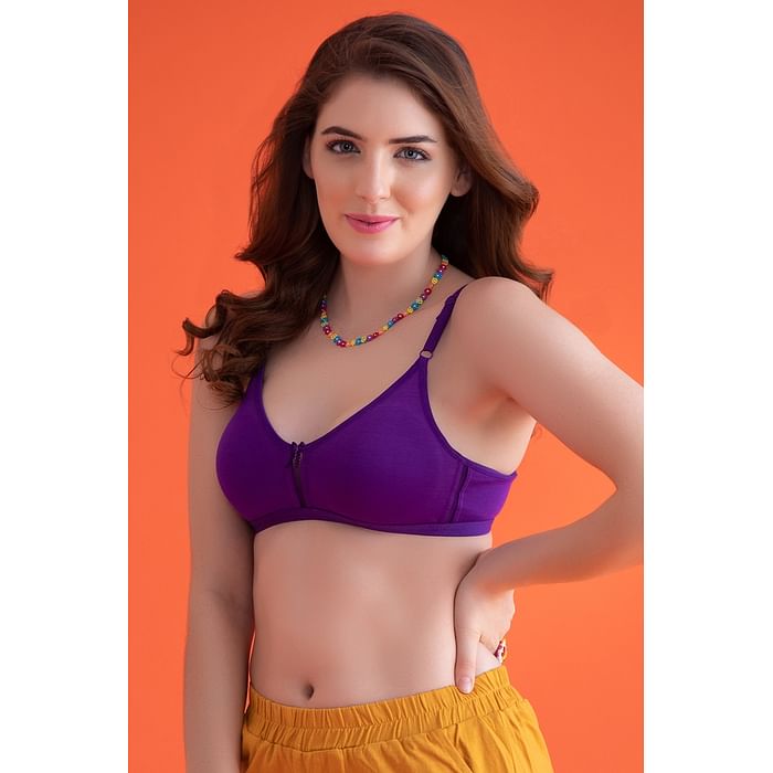 

Clovia Smoothie Non-Padded Non-Wired Full Coverage Bra in Dark Purple - Cotton Rich - BR0638P15