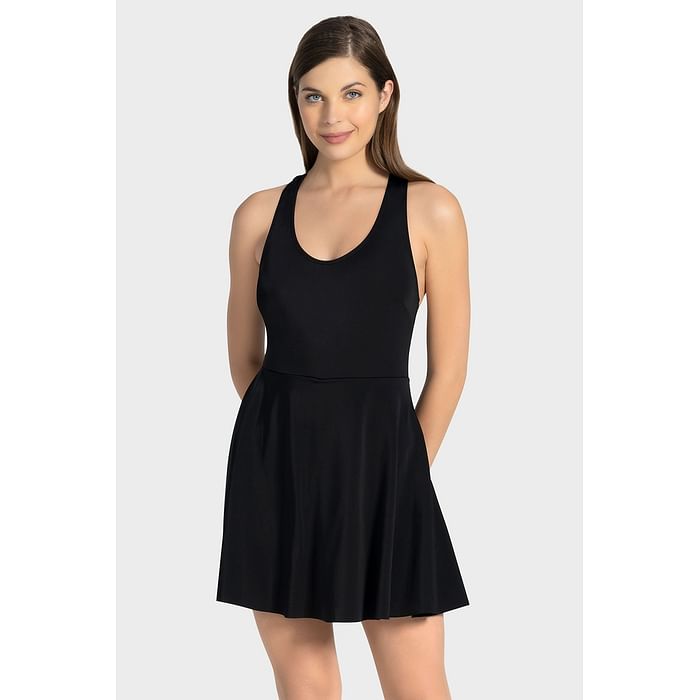 

Clovia Racer Back Swim Dress - SM1762413, Black