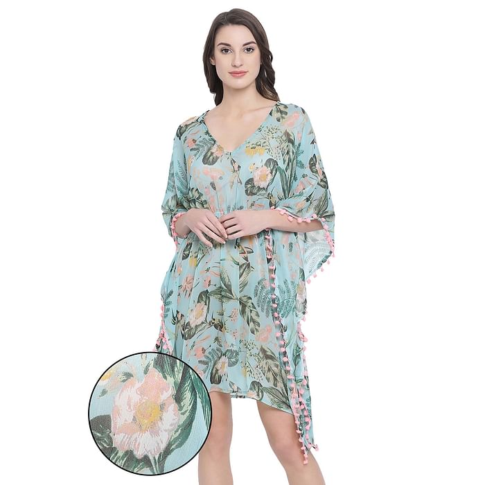 

Clovia Beach Floral Print Coverup in Light Green - Georgette - RW0034P11