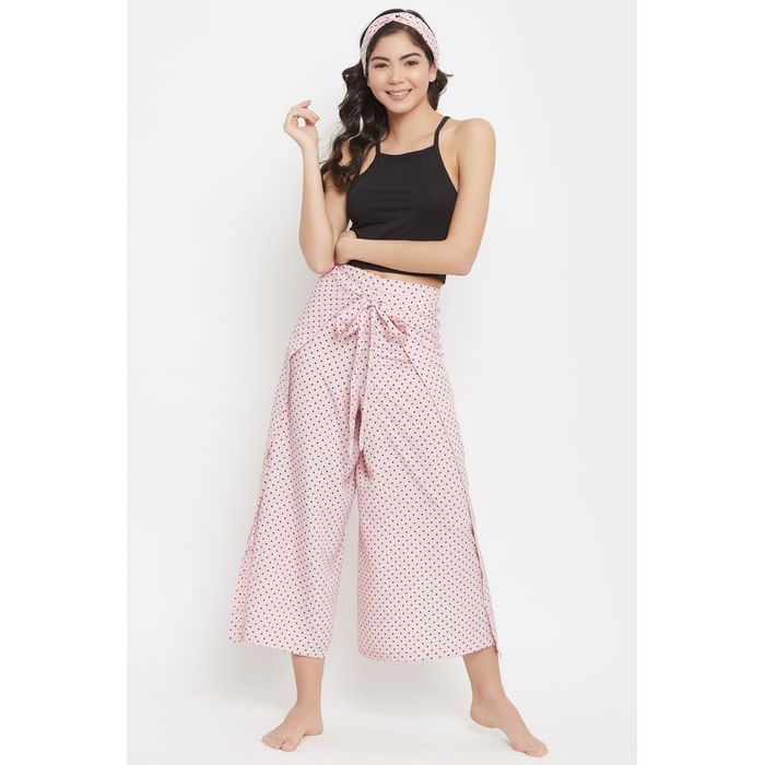 

Clovia Polka Print Wrap Pants in Baby Pink - Crepe - RW0046P34, Teal