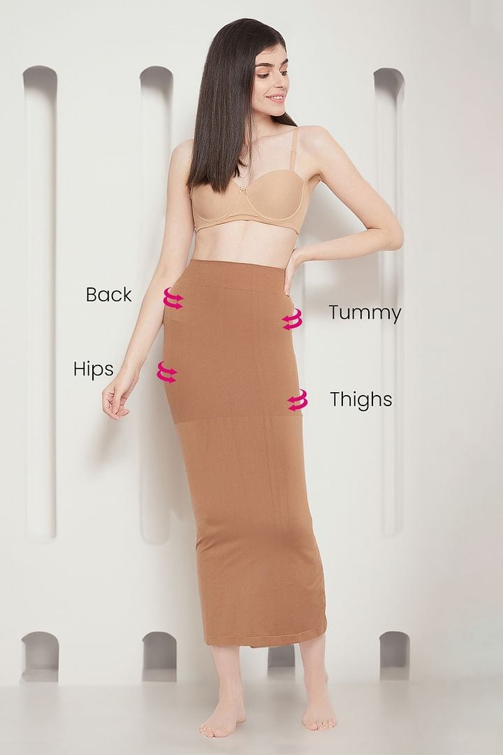 Buy Saree Shapewear Petticoat with Side Slit in Light Brown Online India,  Best Prices, COD - Clovia - SW0052R24