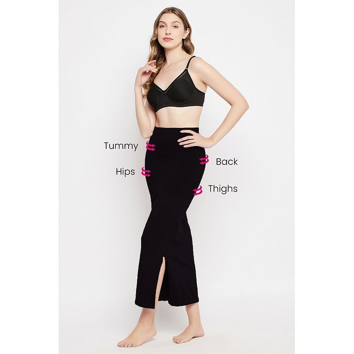 

Clovia Saree Shapewear Petticoat with Side Slit in Black - SW0023P13