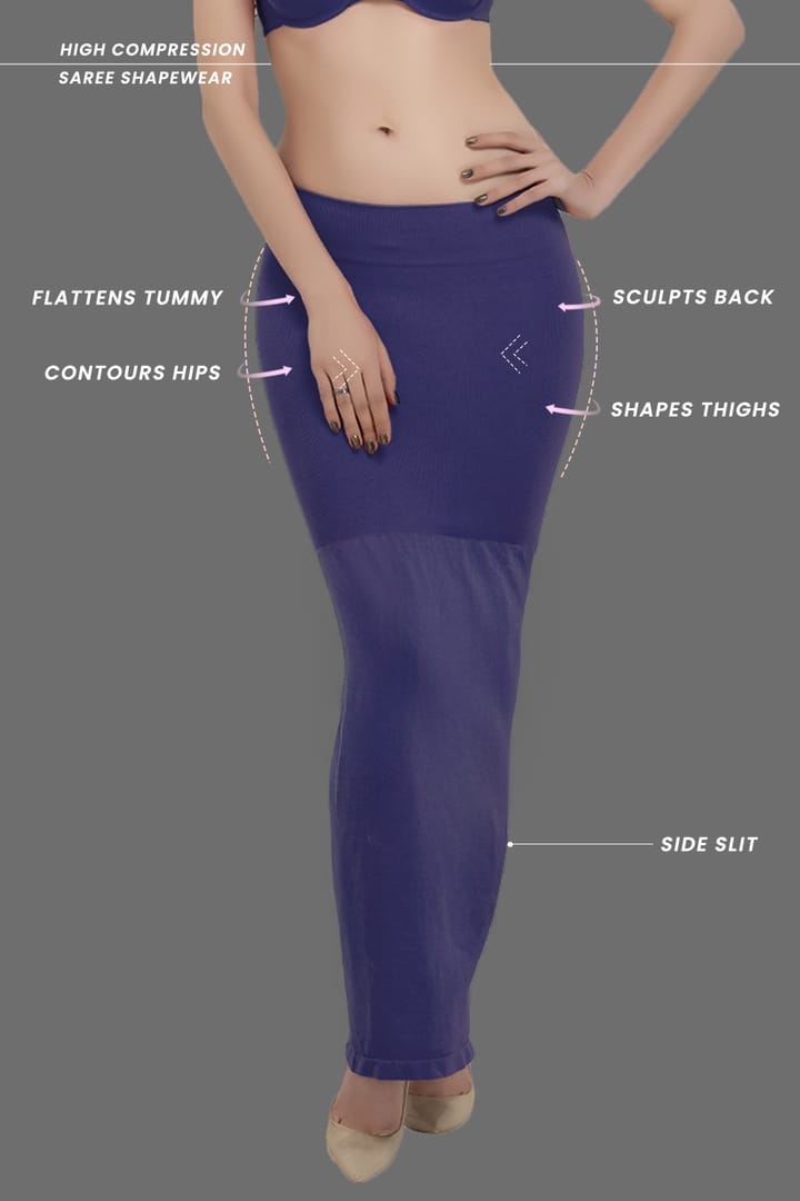 Buy Saree Shapewear with Side Slit in Dark Blue Online Clovia