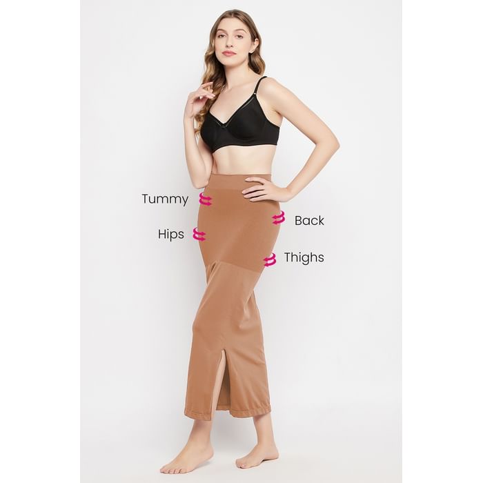 

Clovia Saree Shapewear Petticoat with Side Slit in Brown - SW0023A24, Nude-colour