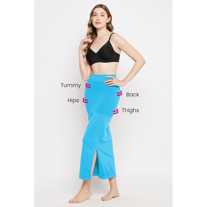 

Clovia Saree Shapewear Petticoat with Side Slit in Light Blue - SW0023P47