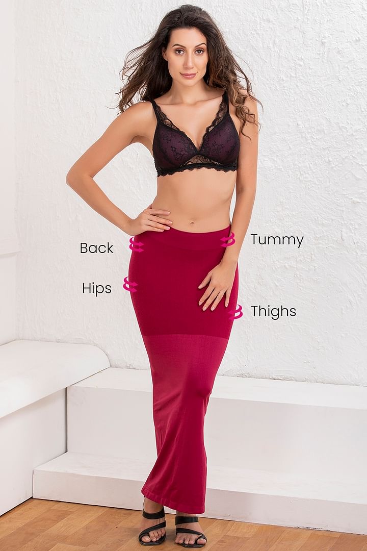 Buy Saree Shapewear Petticoat with Side Slit in Wine Online India, Best  Prices, COD - Clovia - SW0023P15