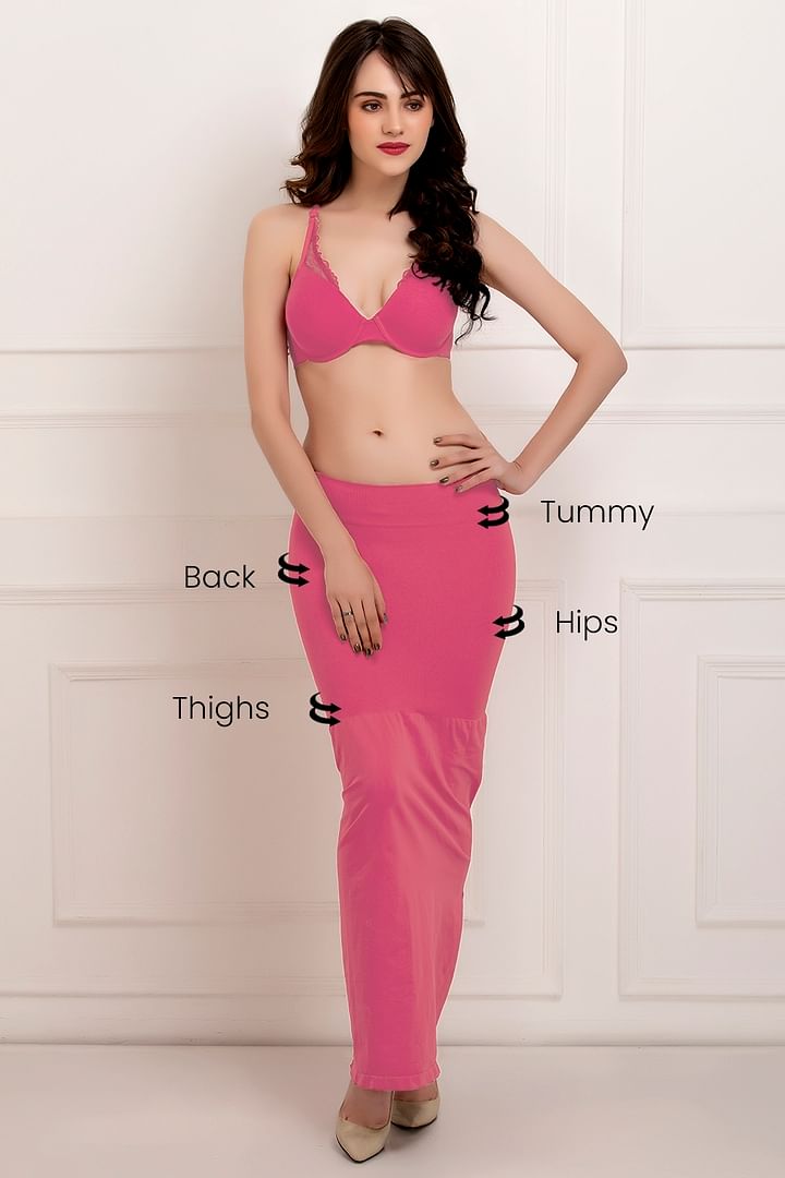 Pink Saree Shapewear with side slit and flare mermaid shape