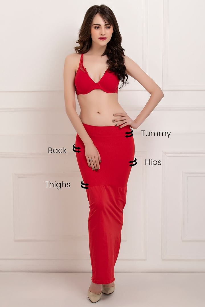 Buy Saree Shapewear Petticoat with Side Slit in Red Online India, Best  Prices, COD - Clovia - SW0023P04