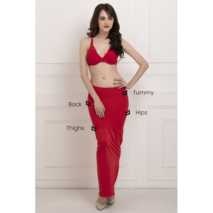 

Clovia Saree Shapewear Petticoat with Side Slit in Red - SW0023P04