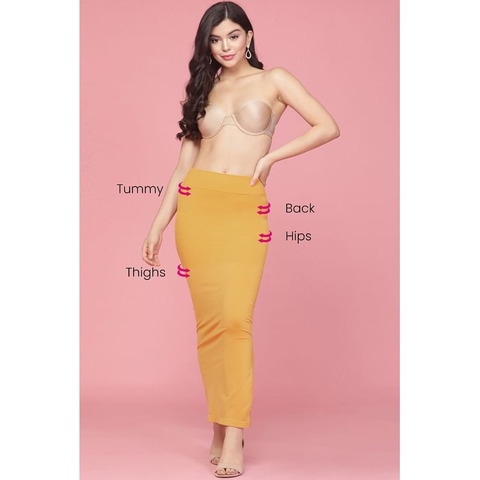 

Clovia Saree Shapewear Petticoat with Side Slit in Yellow - SW0023P07, Mustard