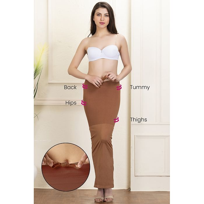 

Clovia Saree Shapewear Petticoat with Drawstring in Brown - SW0048A24, Nude-colour