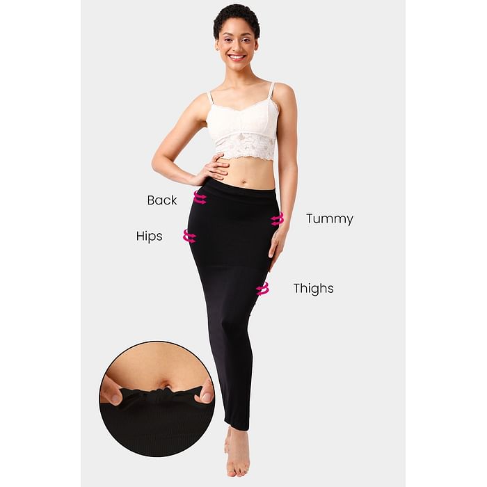 

Clovia Saree Shapewear Petticoat with Drawstring in Black - SW0048P13