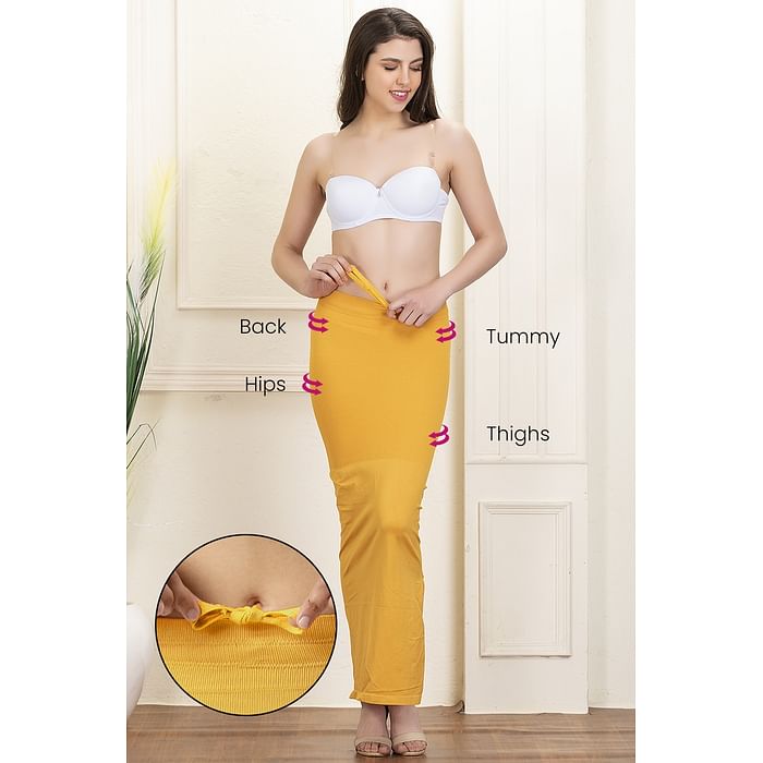 

Clovia Saree Shapewear Petticoat with Drawstring in Yellow - SW0048P07, Mustard