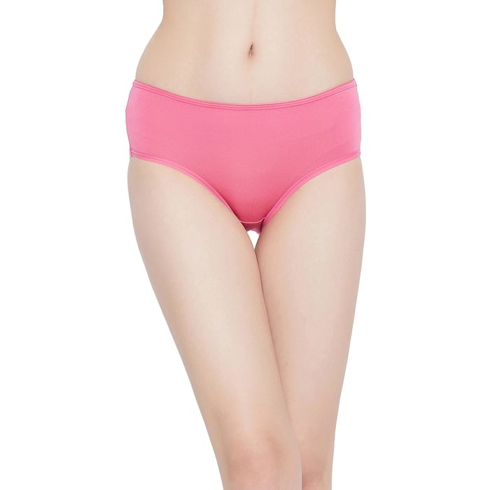

Clovia Seamless Mid Waist Hipster Panty in Pink- Modal - PN2509A22, Light pink