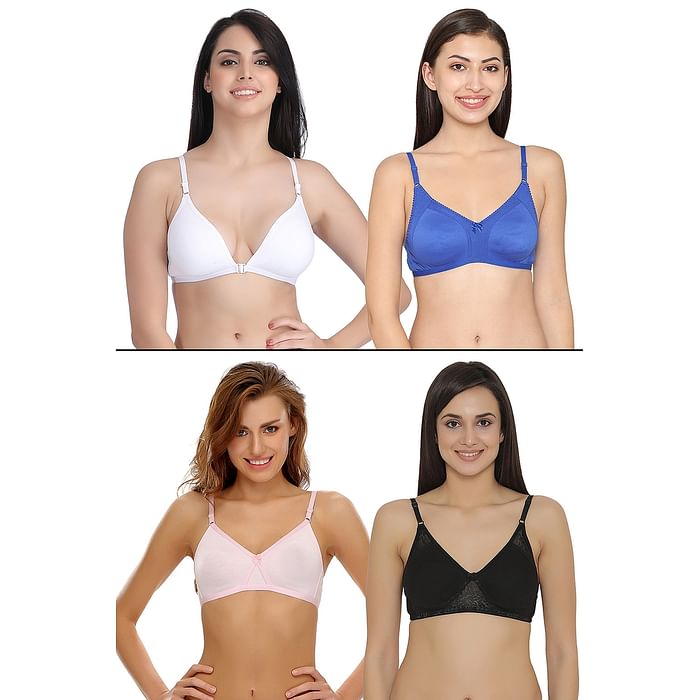 

Clovia Set of 4 Cotton Non-Padded Non-Wired Bras - BRC768P18, White