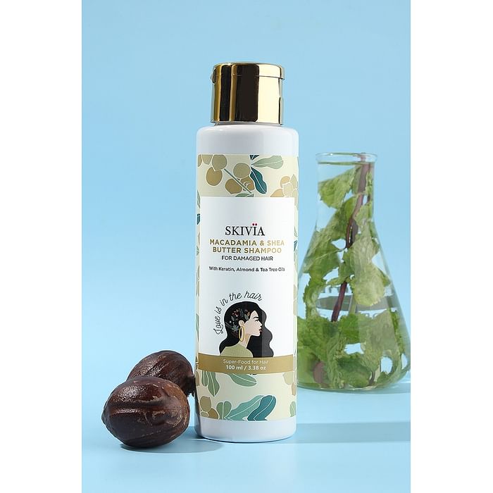 

Clovia Skivia Macadamia & Shea Butter Shampoo With Keratin, Almond & Tea Tree Oil - 100 ml - SKHM18S18, White