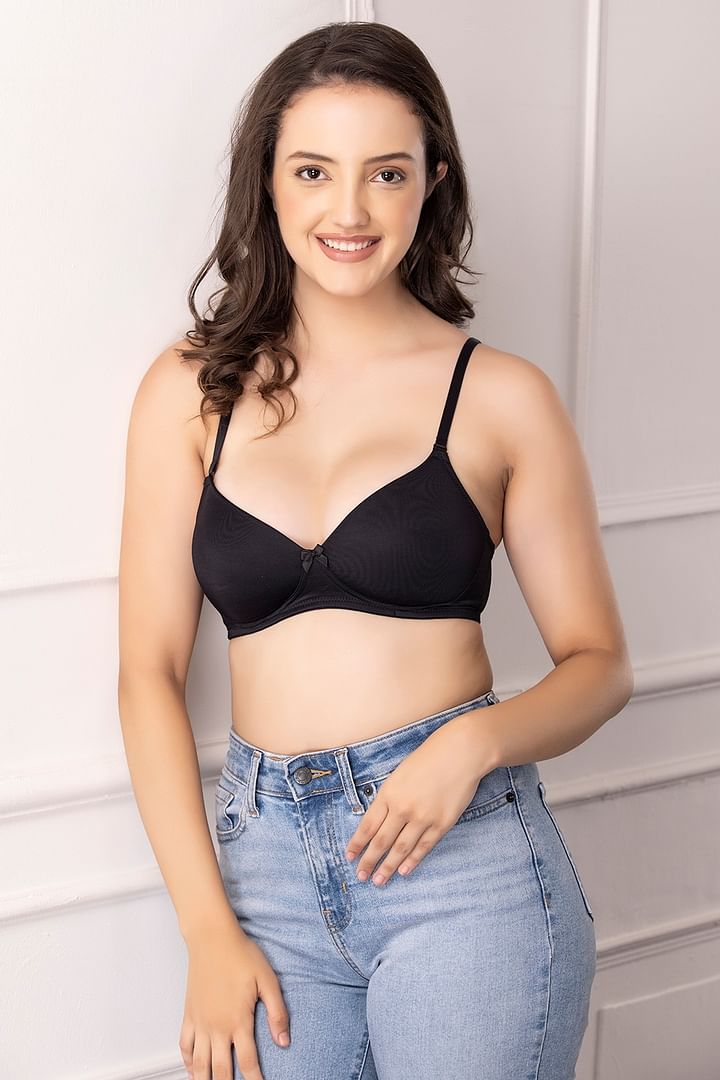 Amante Smooth Charm Padded Non Wired Full Cover T-Shirt Bra (Black