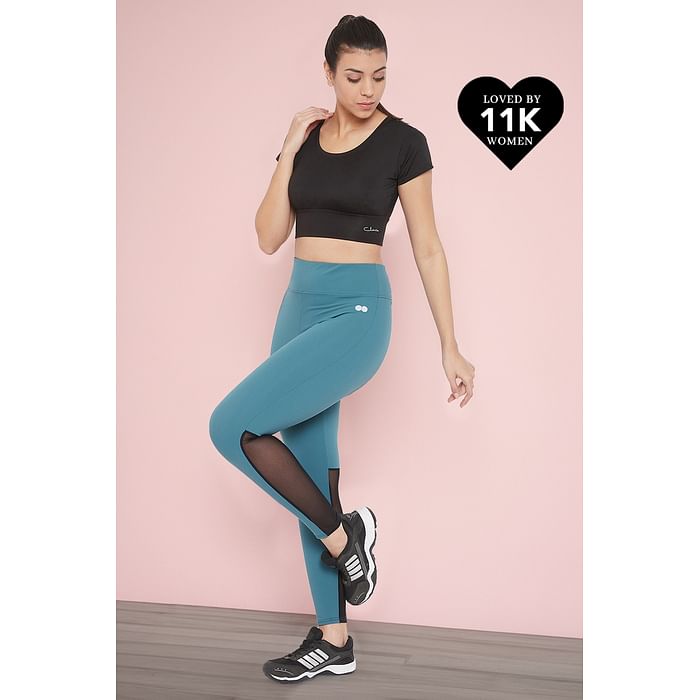 

Clovia Snug Fit Active Ankle-Length Tights in Blue - AB0047P03, Light blue