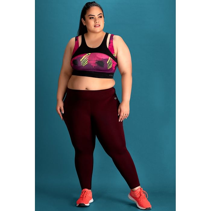 Clovia - Clovia Snug Fit Active Ankle Length Tights in Maroon – AB0047P09