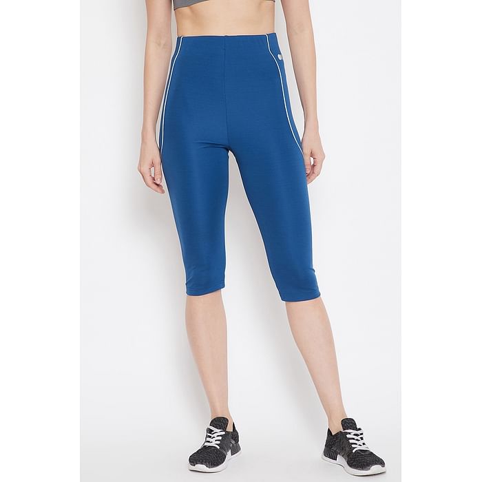 

Clovia Snug Fit Mid-Rise Active Capri in Cobalt Blue - AB0062P36, Teal