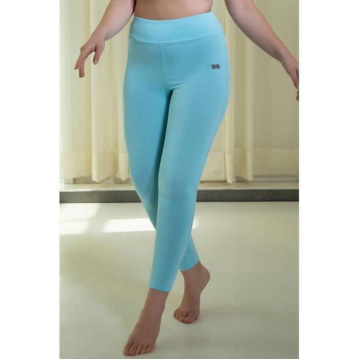 

Clovia Snug Fit Active High-Rise Tights in Sky Blue - AB0042Q03, Light blue