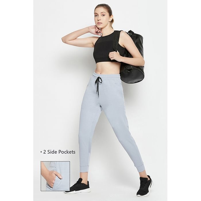 

Clovia Active Joggers in Grey with Side Pockets - AB0116P01, Light grey